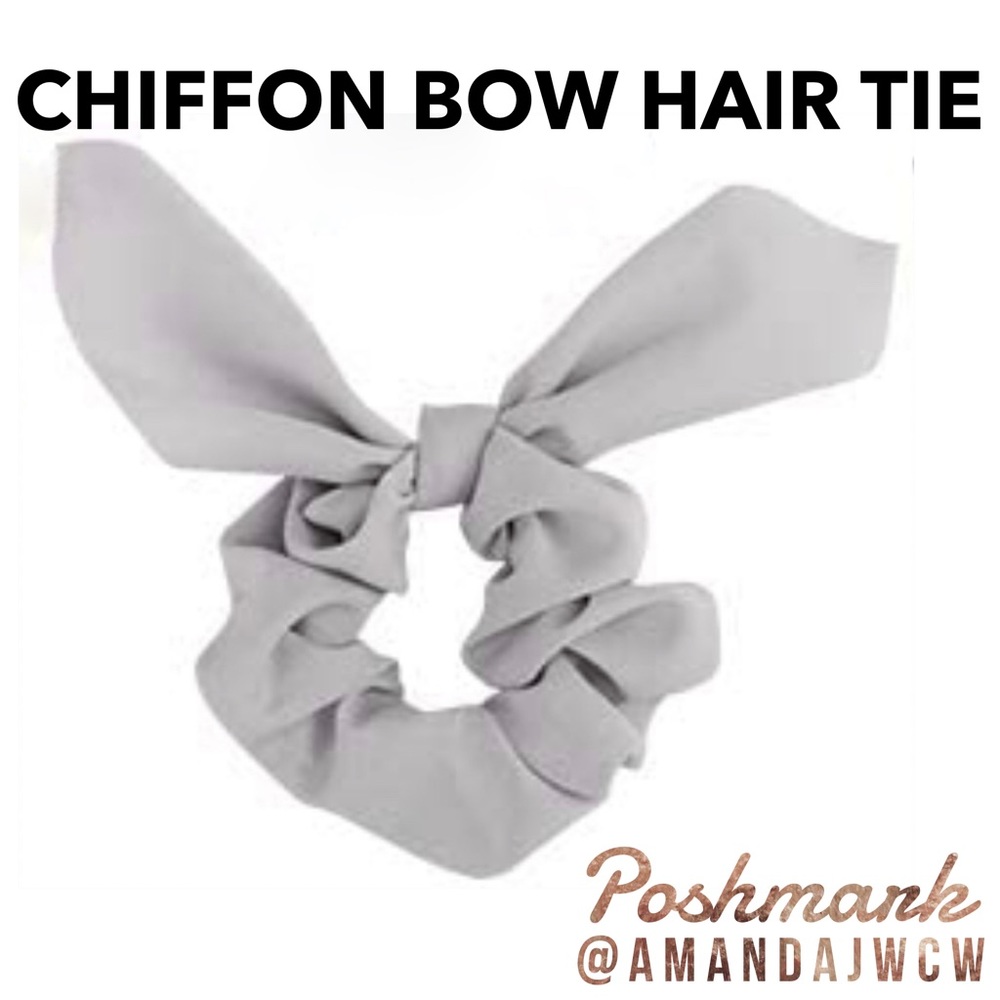 Chiffon Bow Hair Tie Scrunchie - Grey